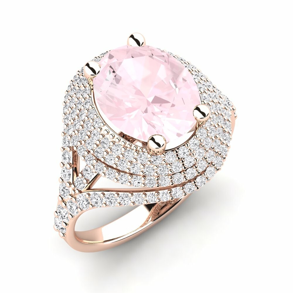 Oval 2.4 Carat Exclusive Rose Quartz 14k Rose Gold Engagement Ring Noelle