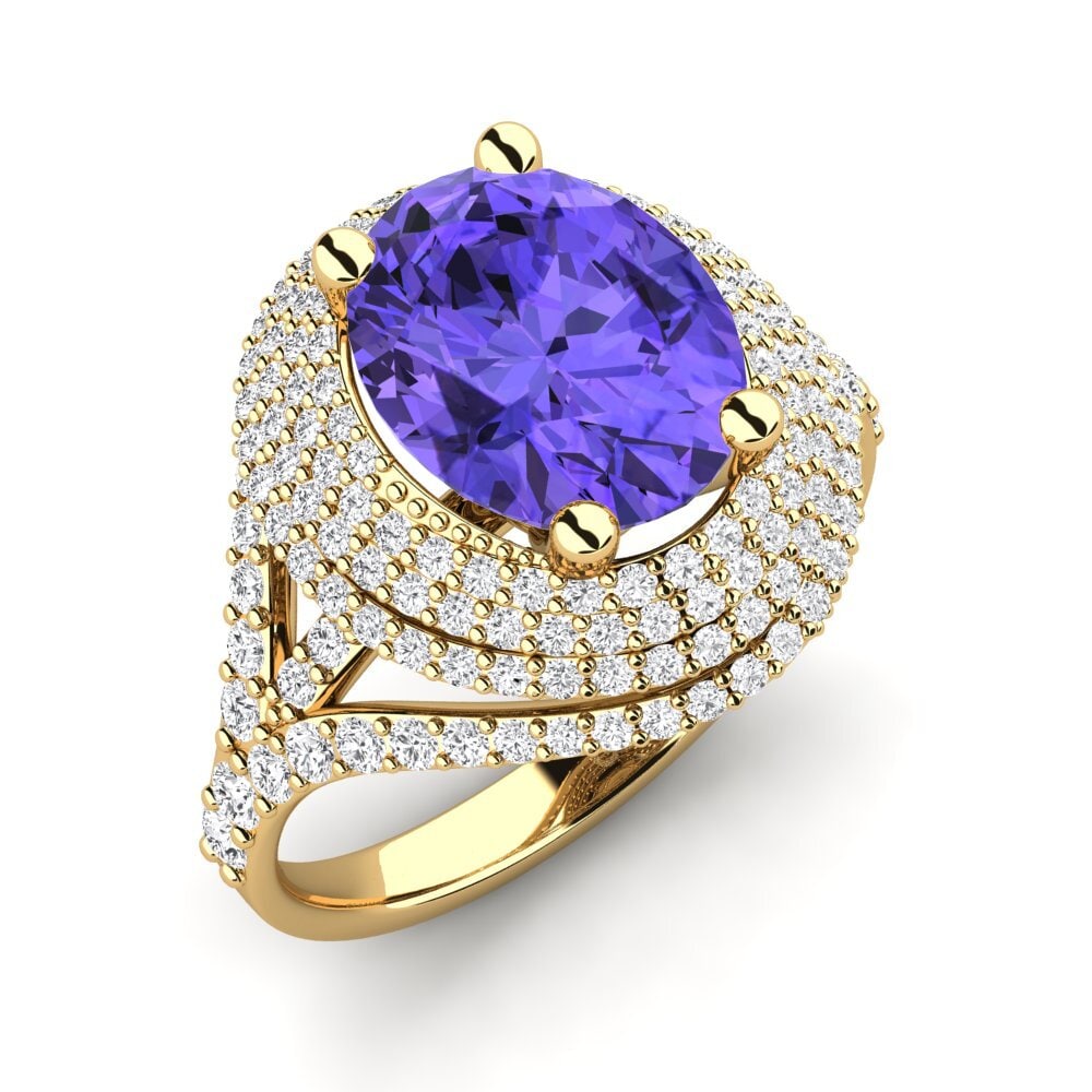 9ct Yellow Gold Oval Tanzanite Engagement Ring Noelle