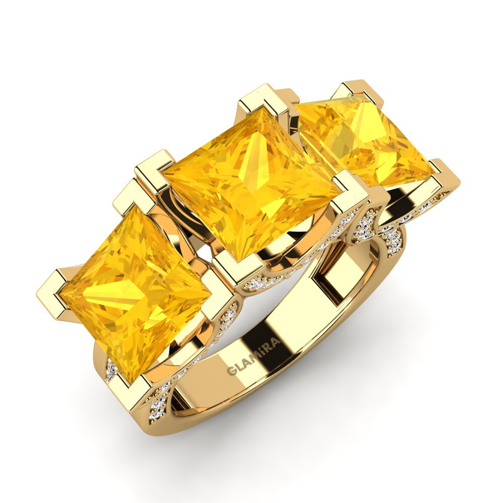 18k Oro Amarillo Citrino Anillo de compromiso Rebel