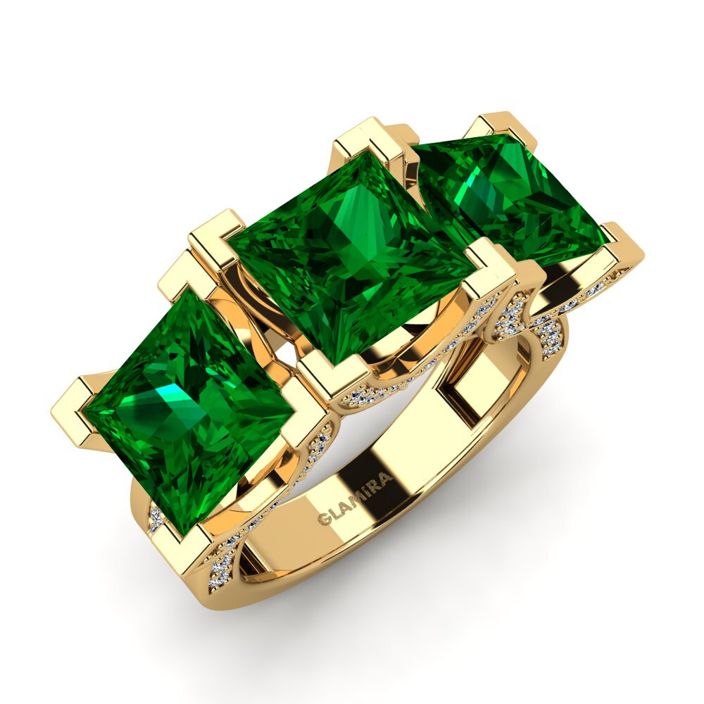 9k Oro Amarillo Circonita Verde Anillo de compromiso Rebel