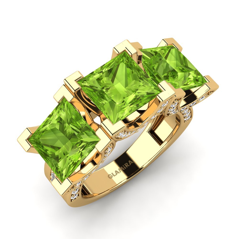 9k Oro Amarillo Peridoto Anillo de compromiso Rebel