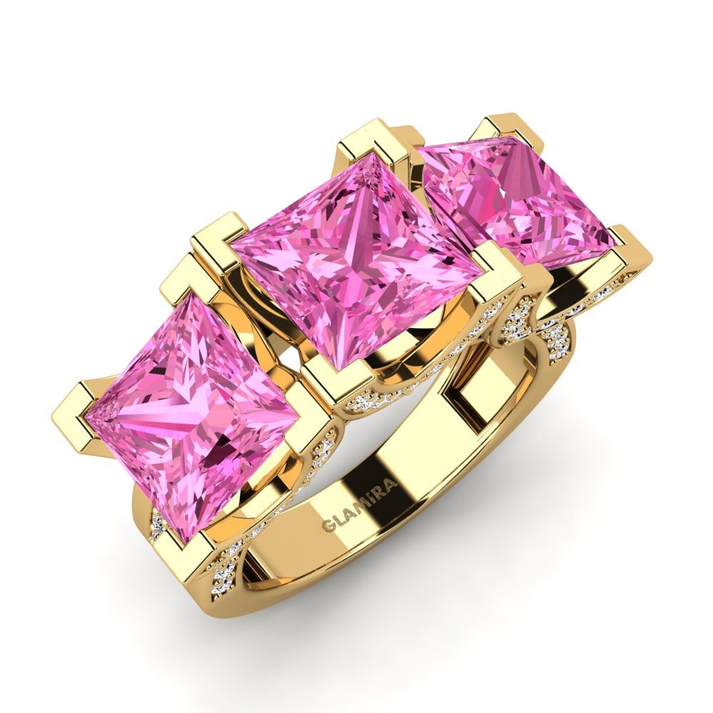 9k Oro Amarillo Topacio Rosa Anillo de compromiso Rebel