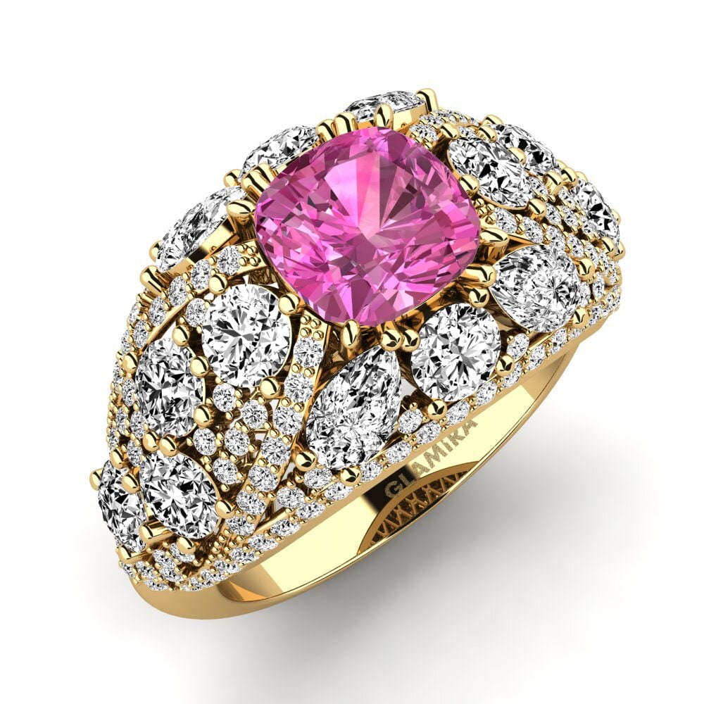 9k Oro Amarillo Topacio Rosa Anillo de compromiso Sanborn