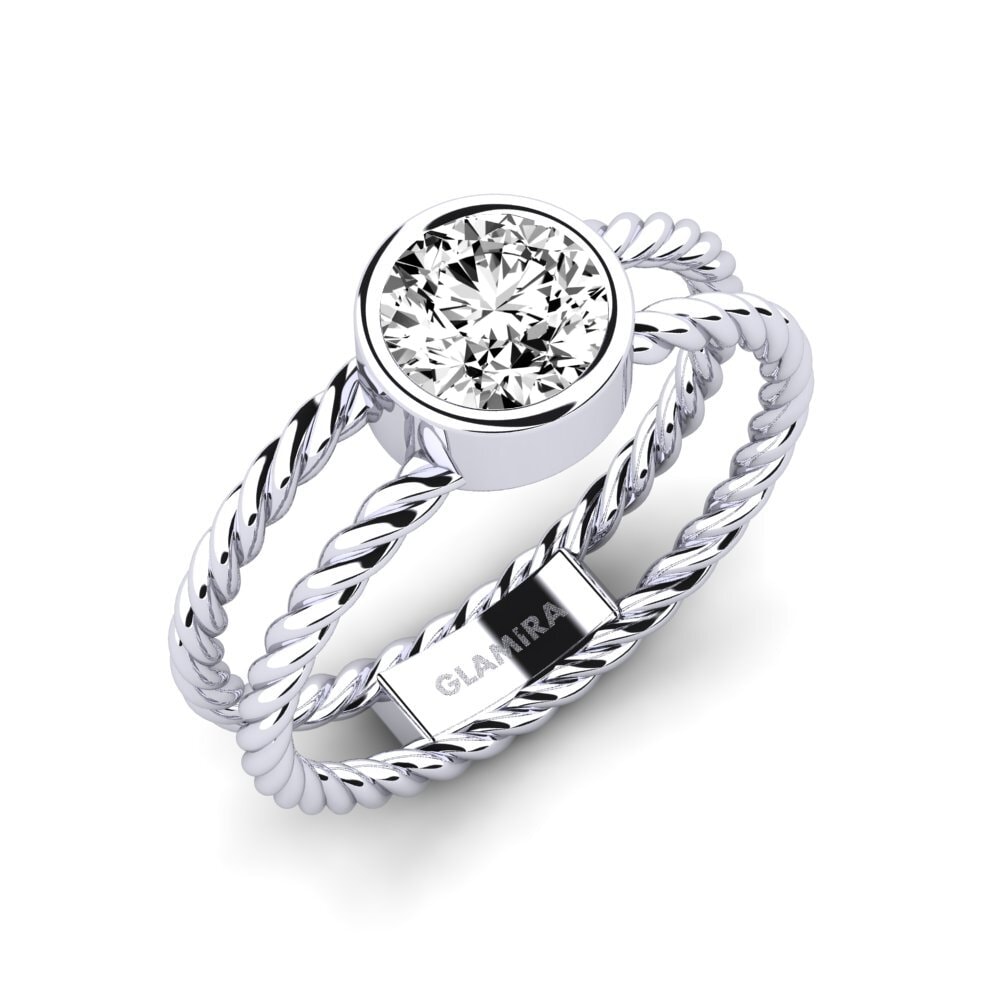 Bague De Fiançailles Or Blanc 14k Moissanite 2.90 Carats – Taille Ronde, Lab-created, Tailles US 4 à 12