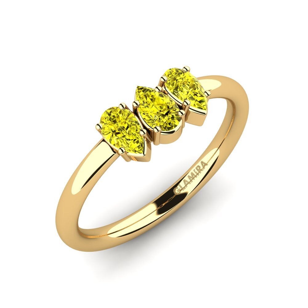 18k Oro Amarillo Anillo de compromiso Varsha