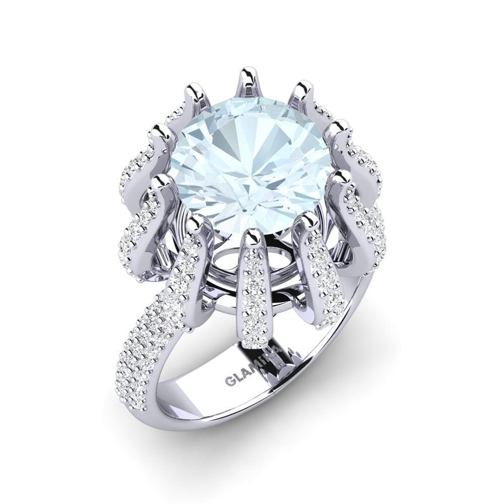 14k White Gold Aquamarine Engagement Ring Zekrom
