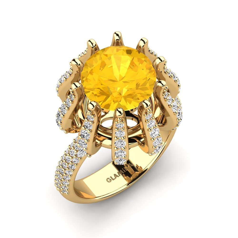 18k Oro Amarillo Citrino Anillo de compromiso Zekrom