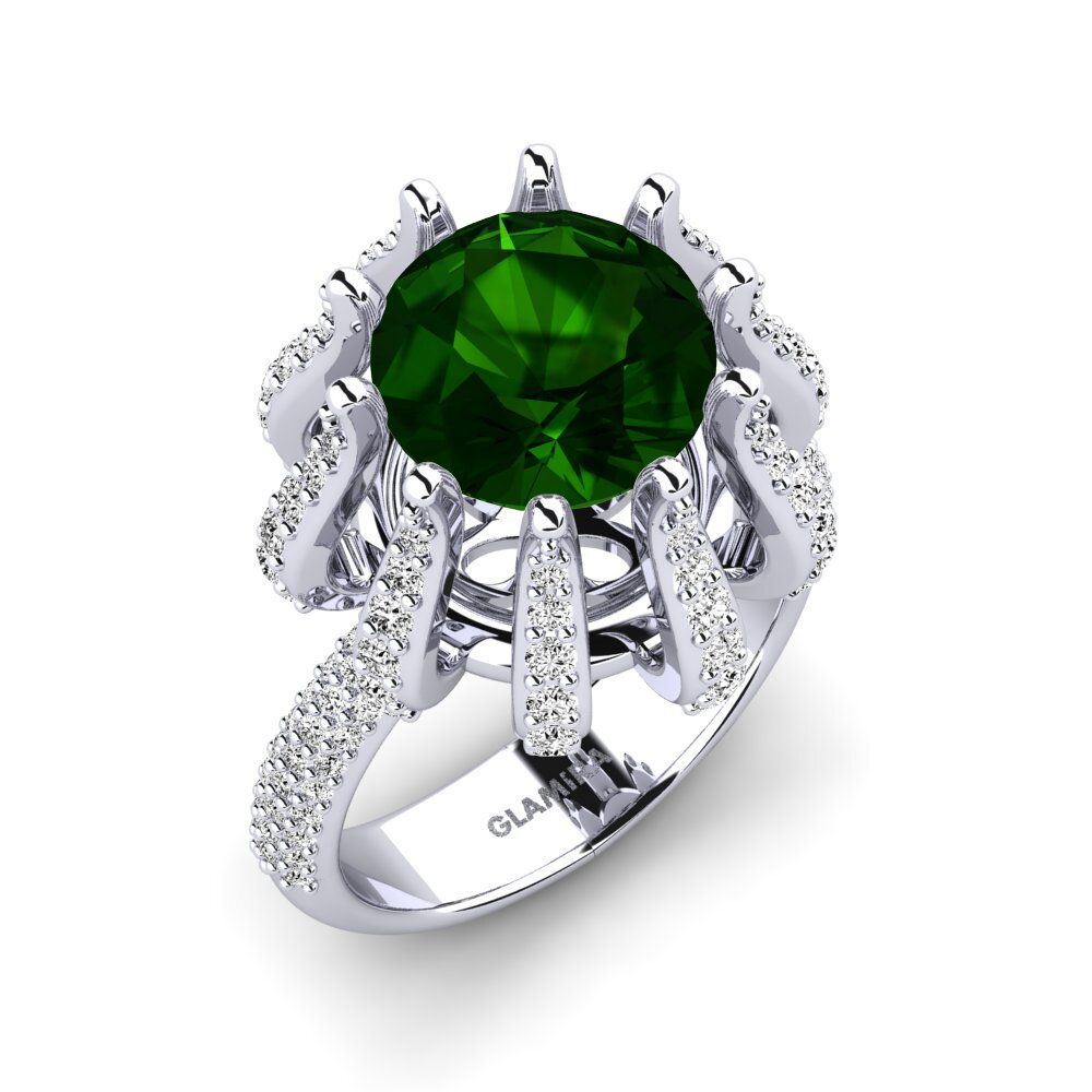 925 Prata de lei Turmalina Verde Anel de Noivado Zekrom