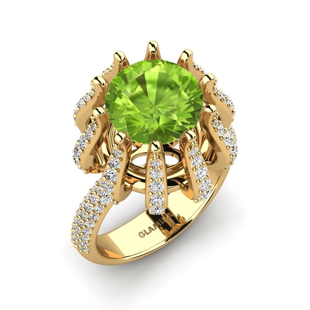 9k Oro Amarillo Peridoto Anillo de compromiso Zekrom