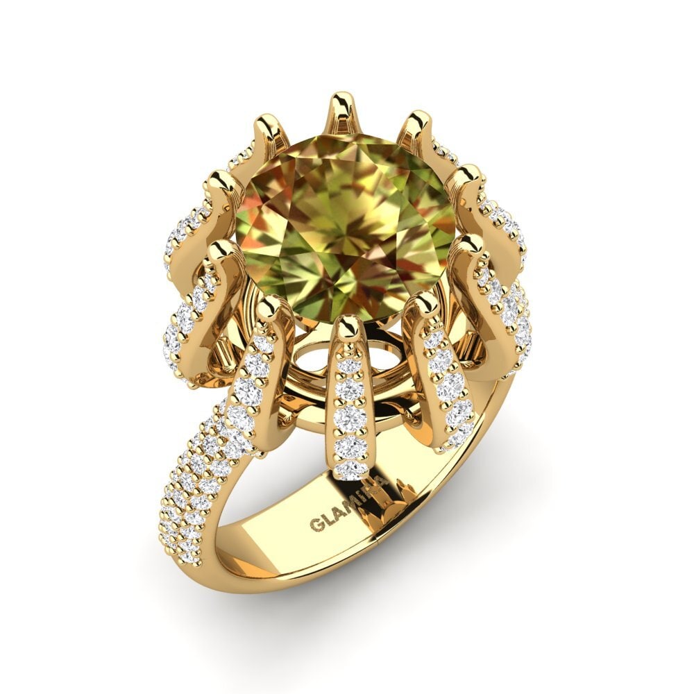 14k Oro Amarillo Anillo de compromiso Zekrom