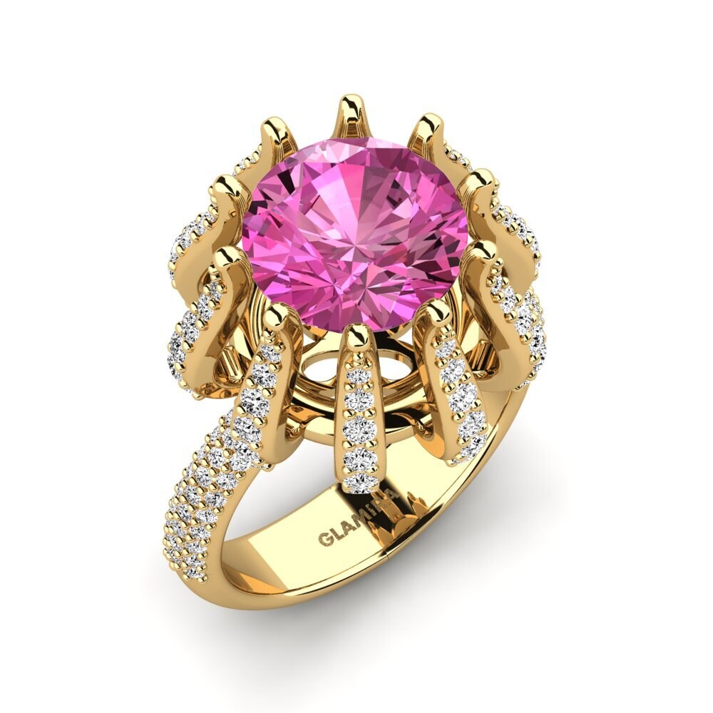 9k Oro Amarillo Topacio Rosa Anillo de compromiso Zekrom