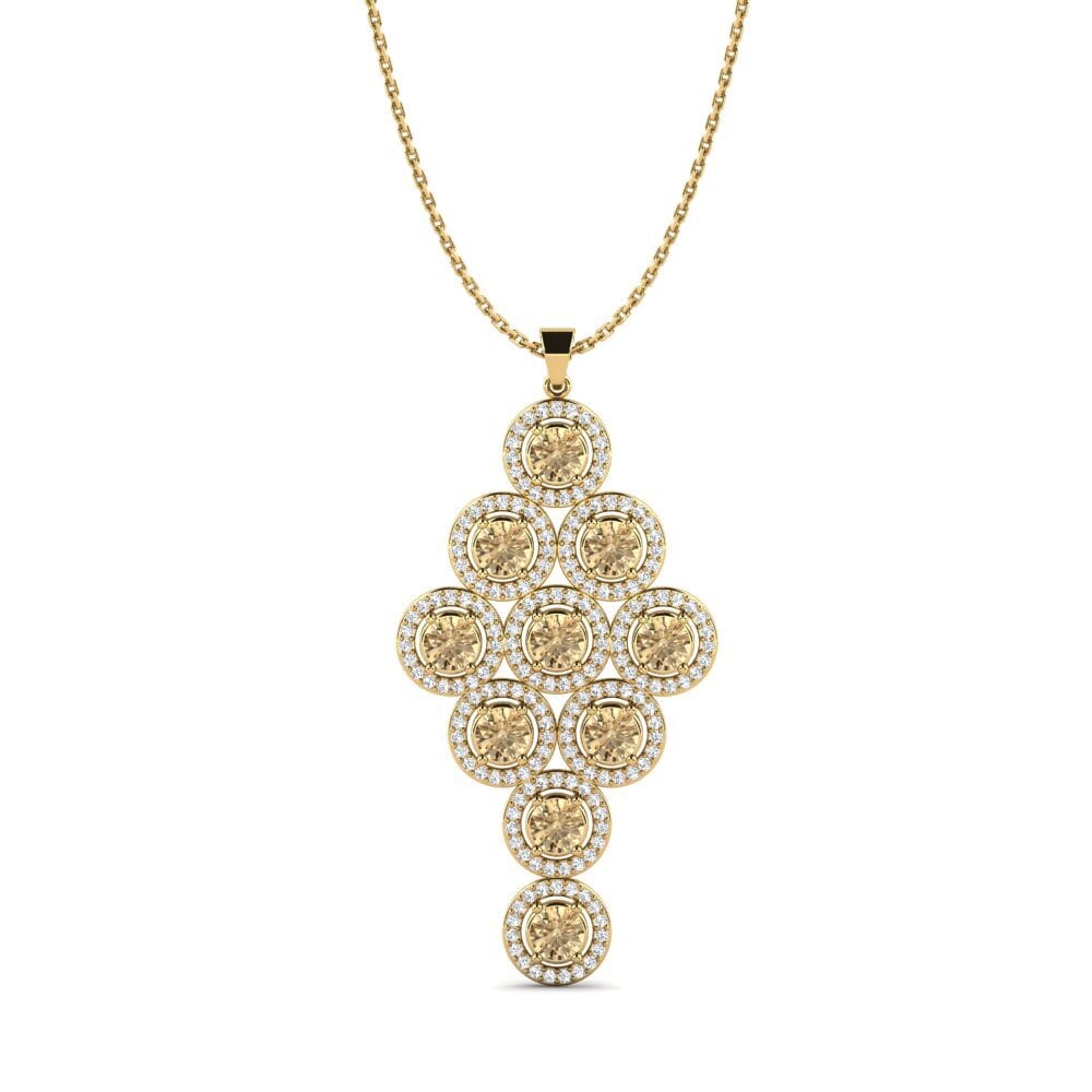 18k Oro Amarillo Diamante café Colgante de Mujer Charbonne