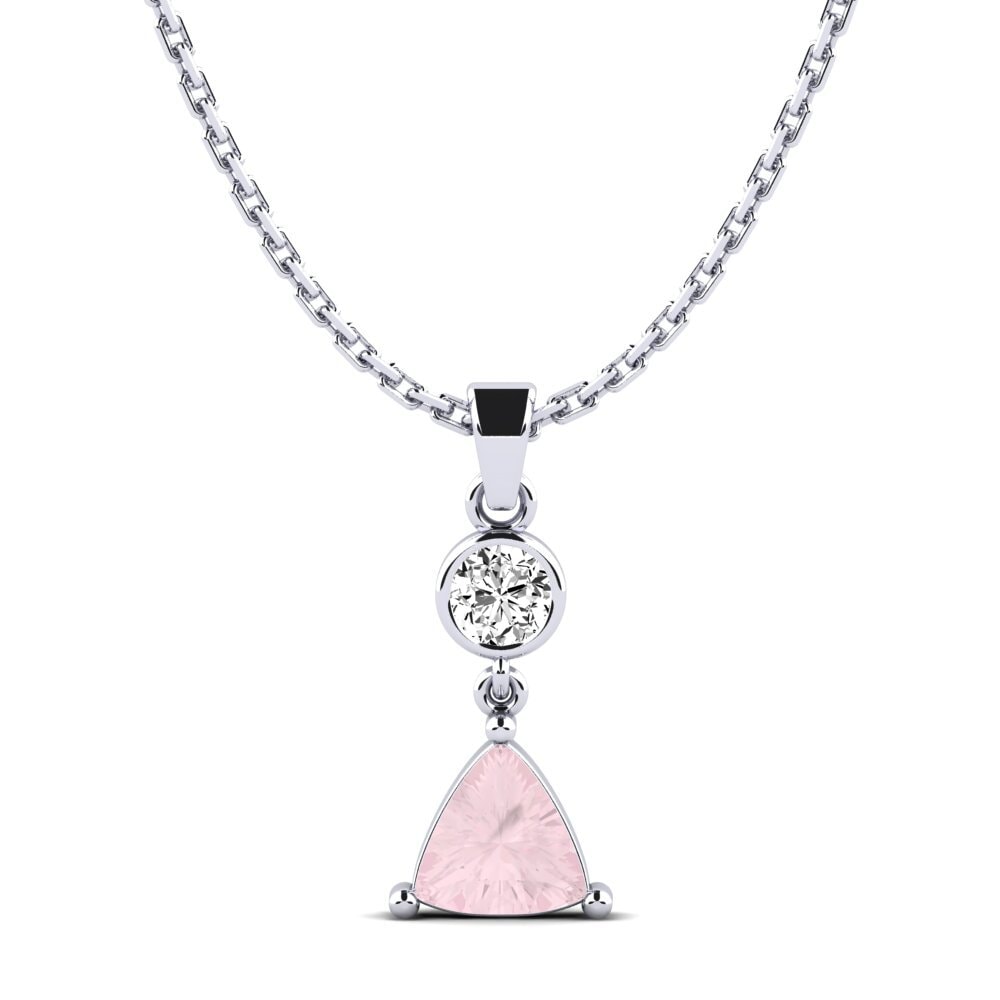Paladio 950 Cuarzo rosa Colgante de Mujer Echo