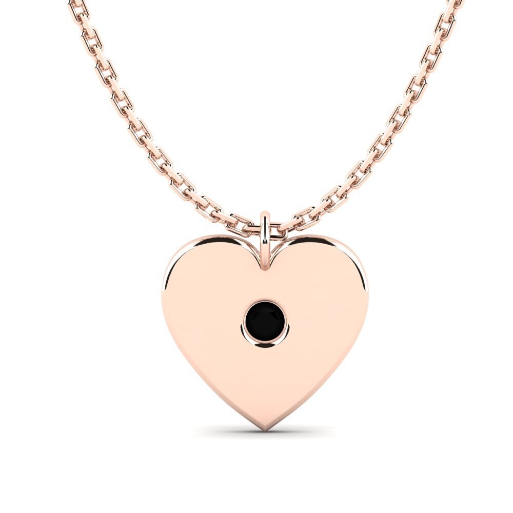 9ct Rose Gold Round Black Diamond Women's Pendant Maal