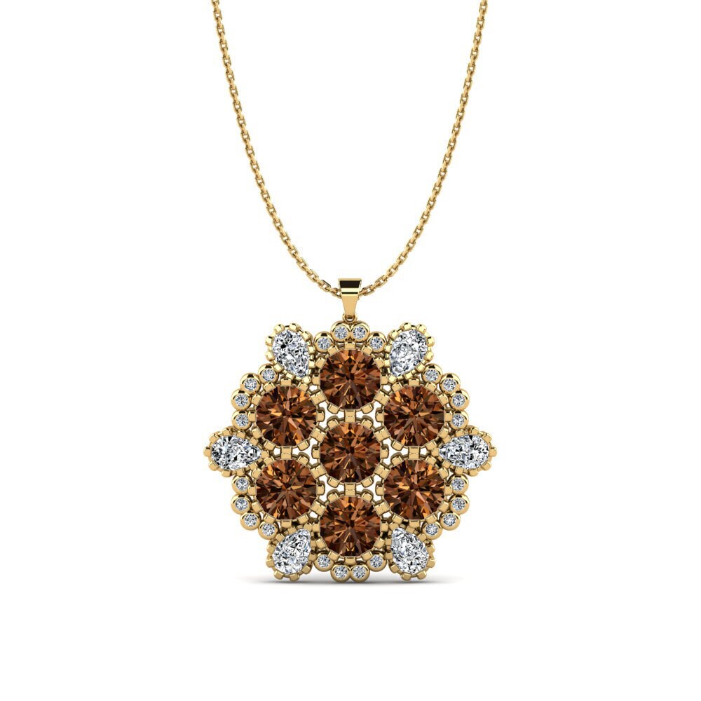 18k Oro Amarillo Diamante café Colgante de Mujer Shanelle