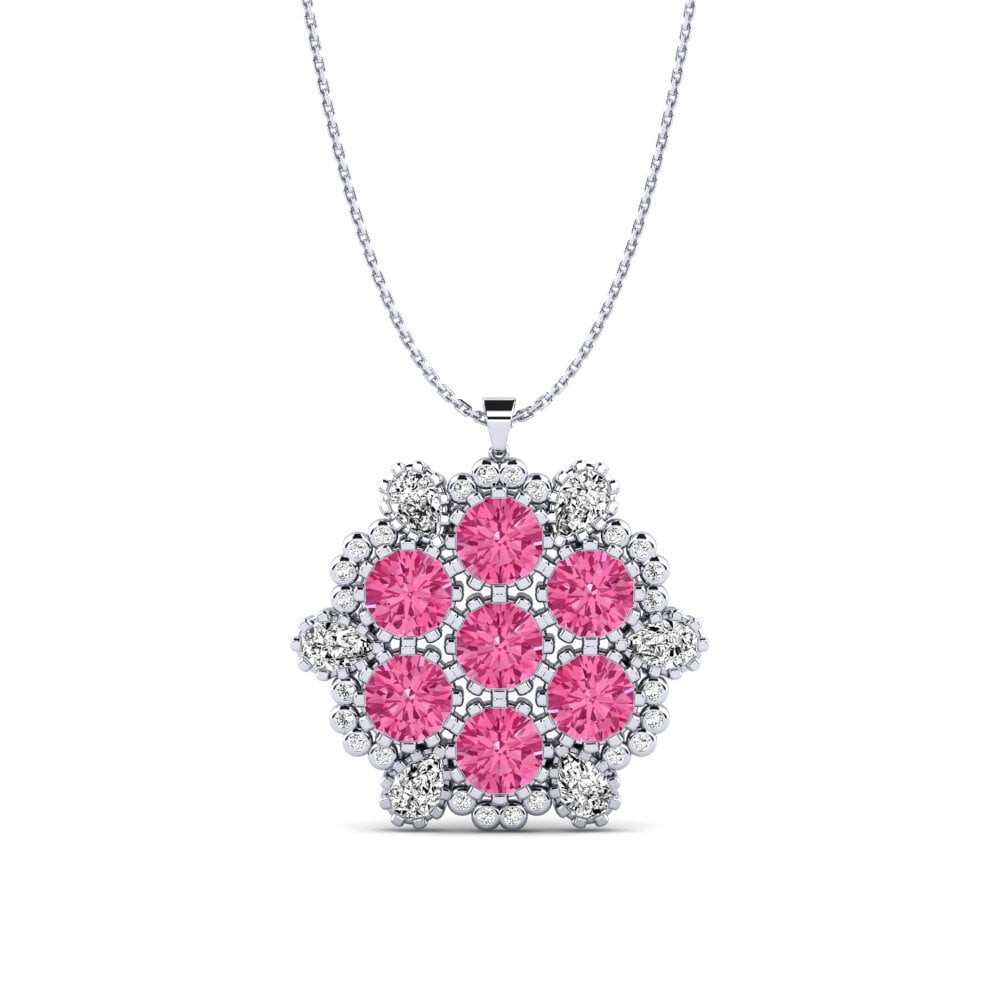 14k Oro Blanco Turmalina rosa Colgante de Mujer Shanelle