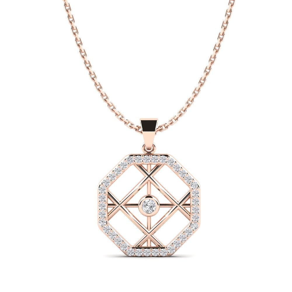 Pendentif En Or Jaune Et Rose 585 Avec œillet En V Et Spinelle Rouge - Occasion Très Bon état