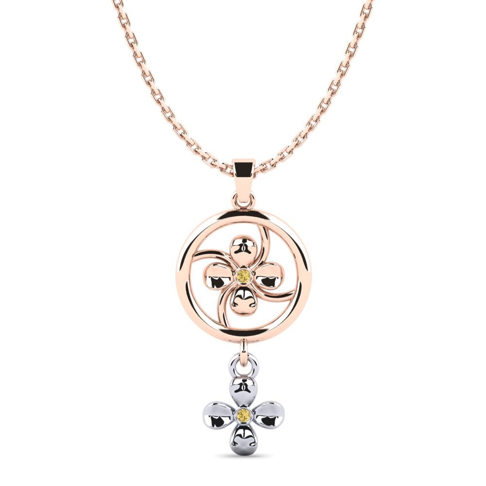 9k Oro Rosa & Blanco Diamante Amarillo Colgante de Mujer Ayaka