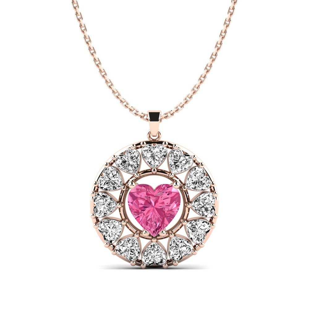 Trái Tim Đá Tourmaline Hồng / Bích tỷ Mặt dây chuyền nữ Medellin