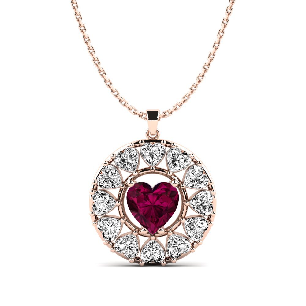 Trái Tim Đá Rhodolite Mặt dây chuyền nữ Medellin