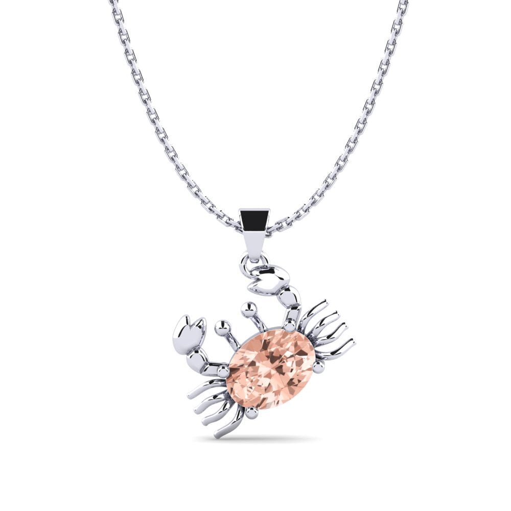14k Oro Blanco Morganita Colgante de Mujer Mienfoo