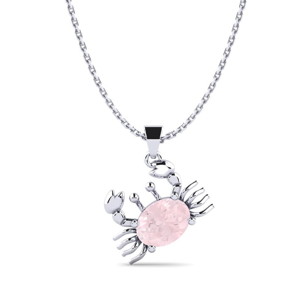 Plata 925 Cuarzo rosa Colgante de Mujer Mienfoo