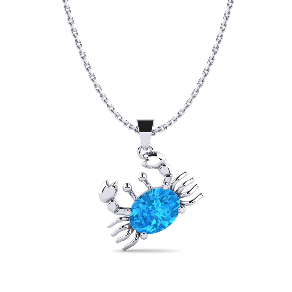 Plata 925 Topacio azul Colgante de Mujer Mienfoo