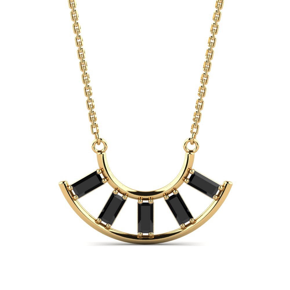 Baguette Black Sapphire Women's Necklace Morponi