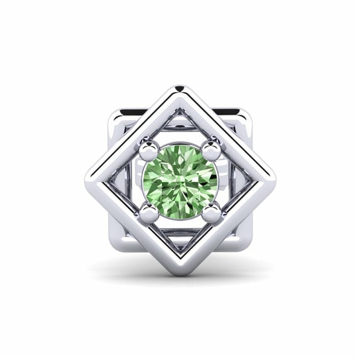 Men's Earring Donphan 585 White Gold & Green Diamond