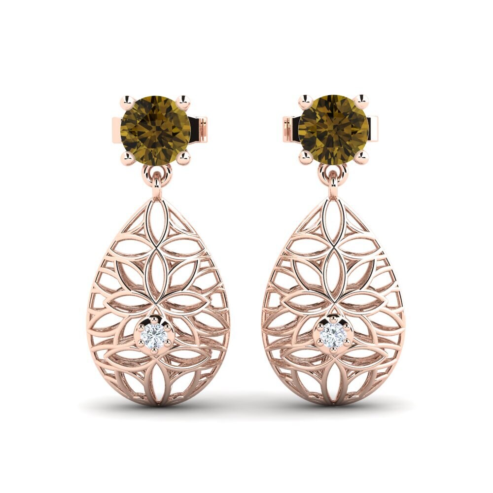 Round Brown Zircon Women's Earring Katharine