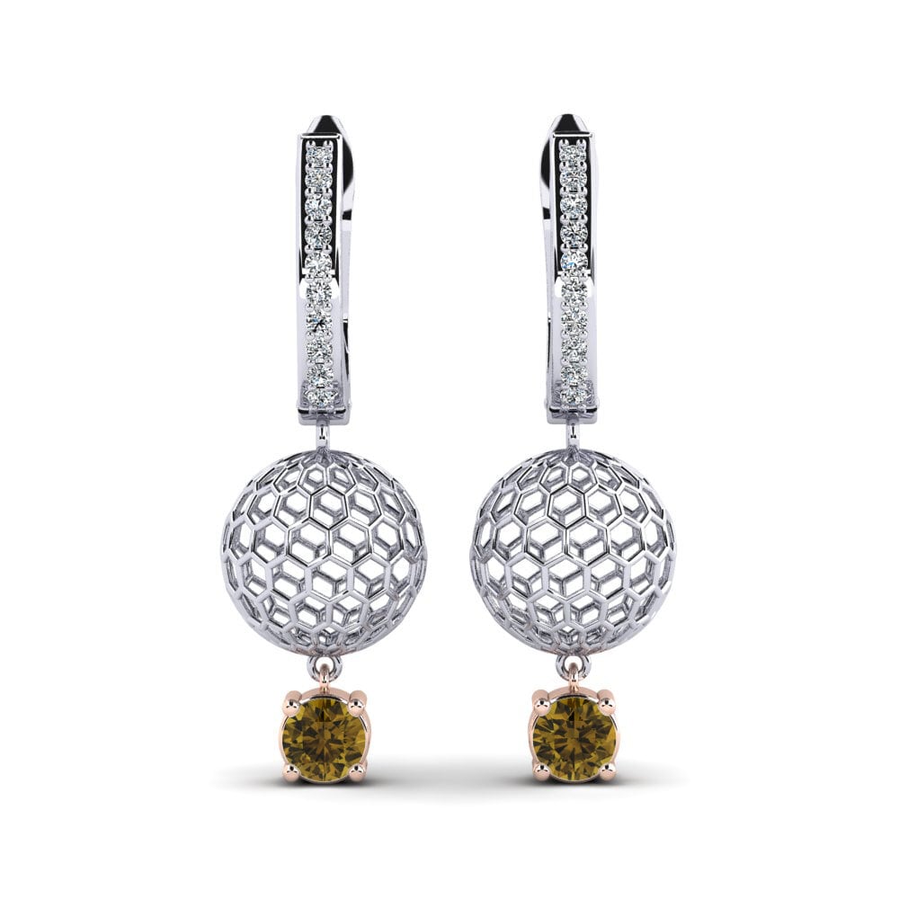 Boucles D'oreilles Zirconium Rouge Plaqué Or Blanc - Dormeuses, Qualité AAA - Neuf Avec étiquettes