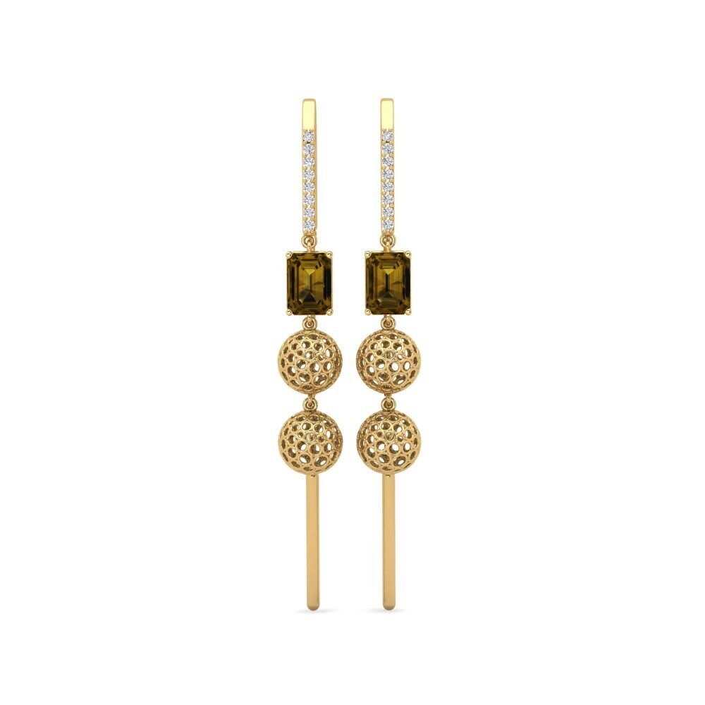 Emerald Cut Brown Zircon Women's Earring Nectaren