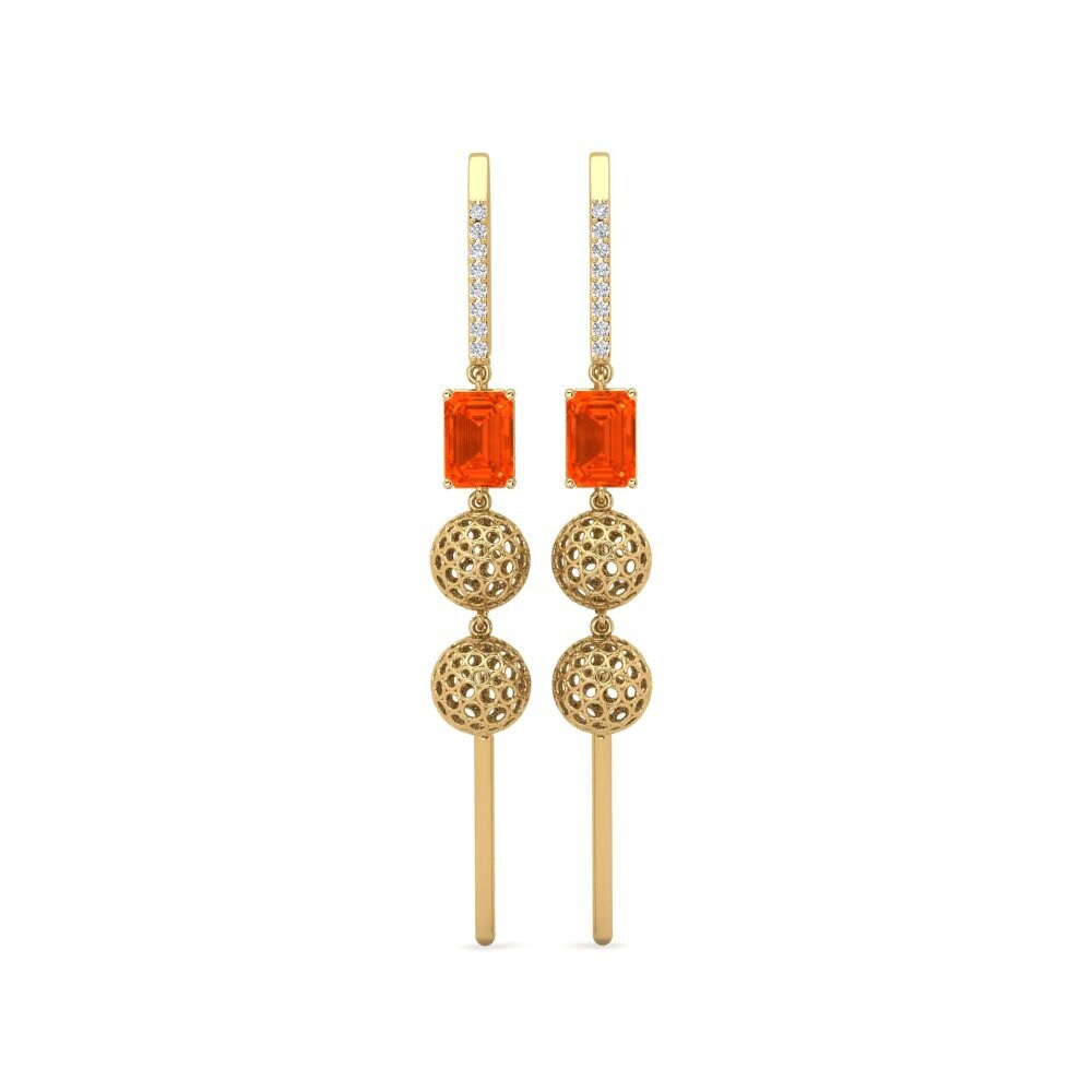 Emerald Cut Fire Opal Women's Earring Nectaren