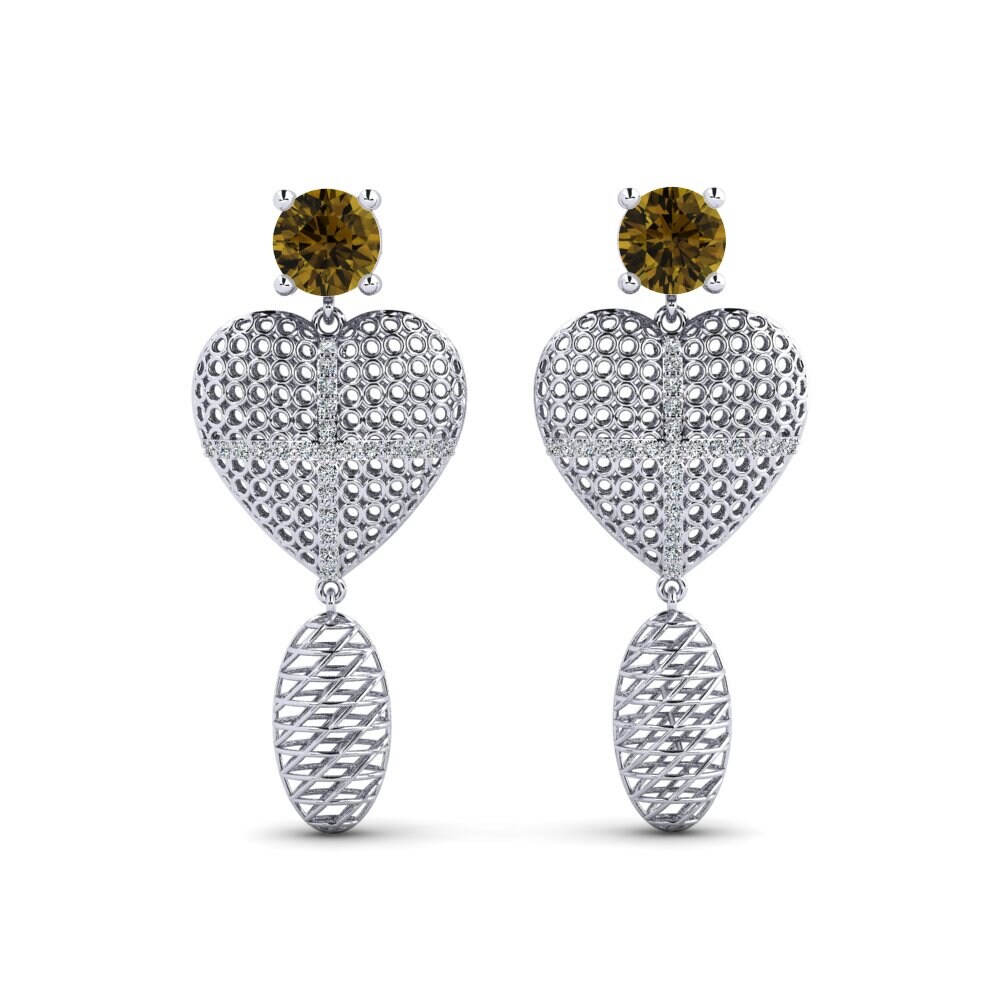 Round Brown Zircon Women's Earring Wariana