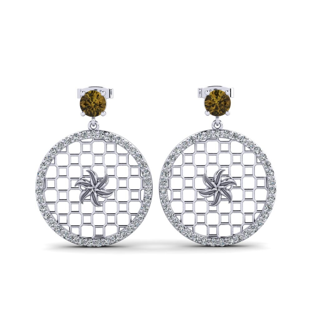Round Brown Zircon Women's Earring Yafa