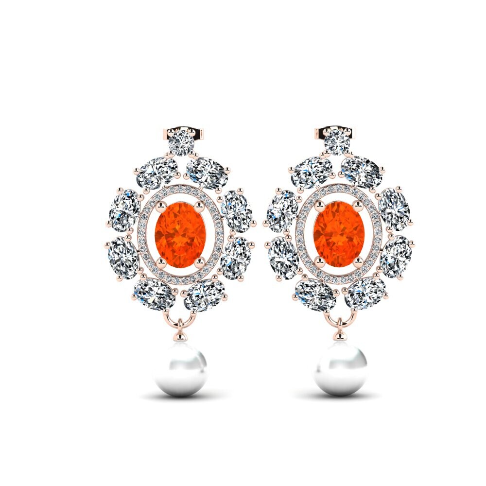 9k Rose Gold Fire-Opal Women's Earring Dawika