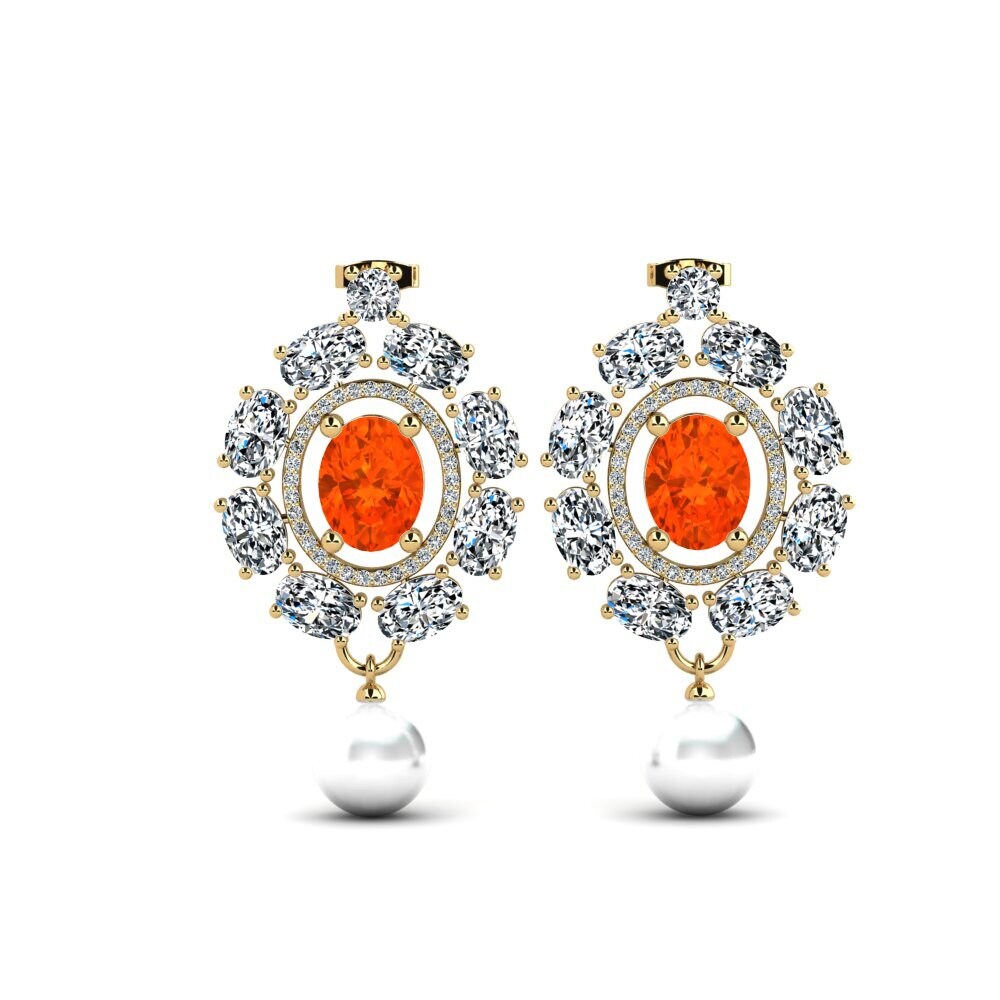 9ct Yellow Gold Fire Opal Women's Earring Dawika