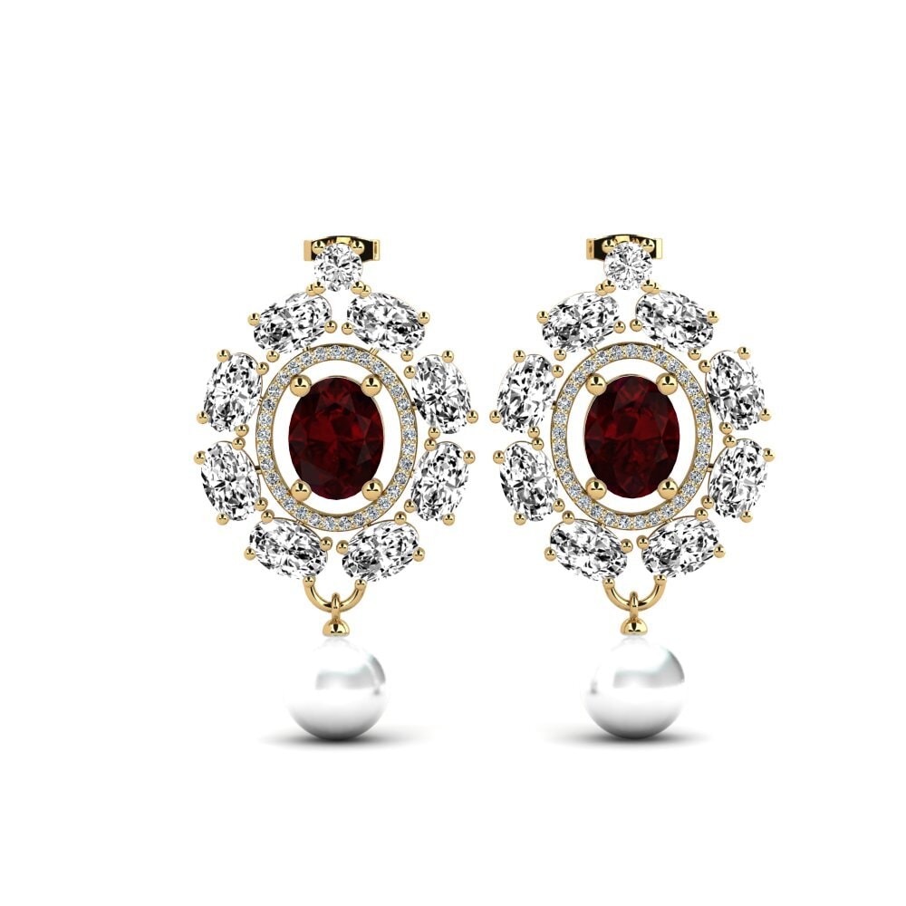 Gelbgold 750 Granat Damen ohrring Dawika