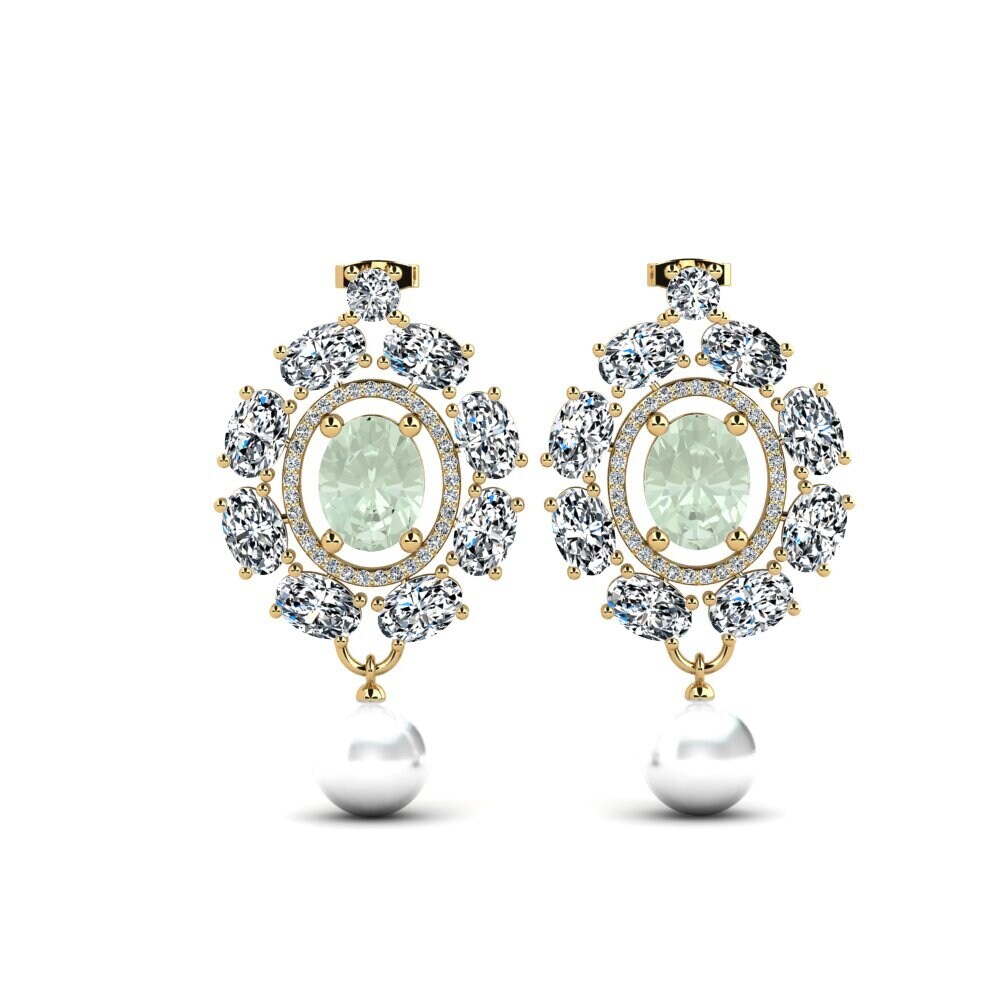 18ct Yellow Gold Green Amethyst Women's Earring Dawika