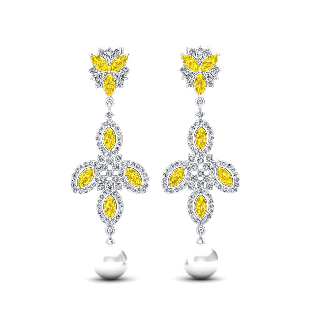 Marquise Gelber Saphir Damen ohrring Gaelicci