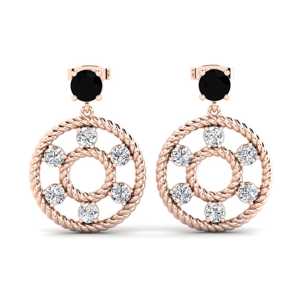 Buy Carat Round cut 9k Rose Gold Black Diamond Women's Earring