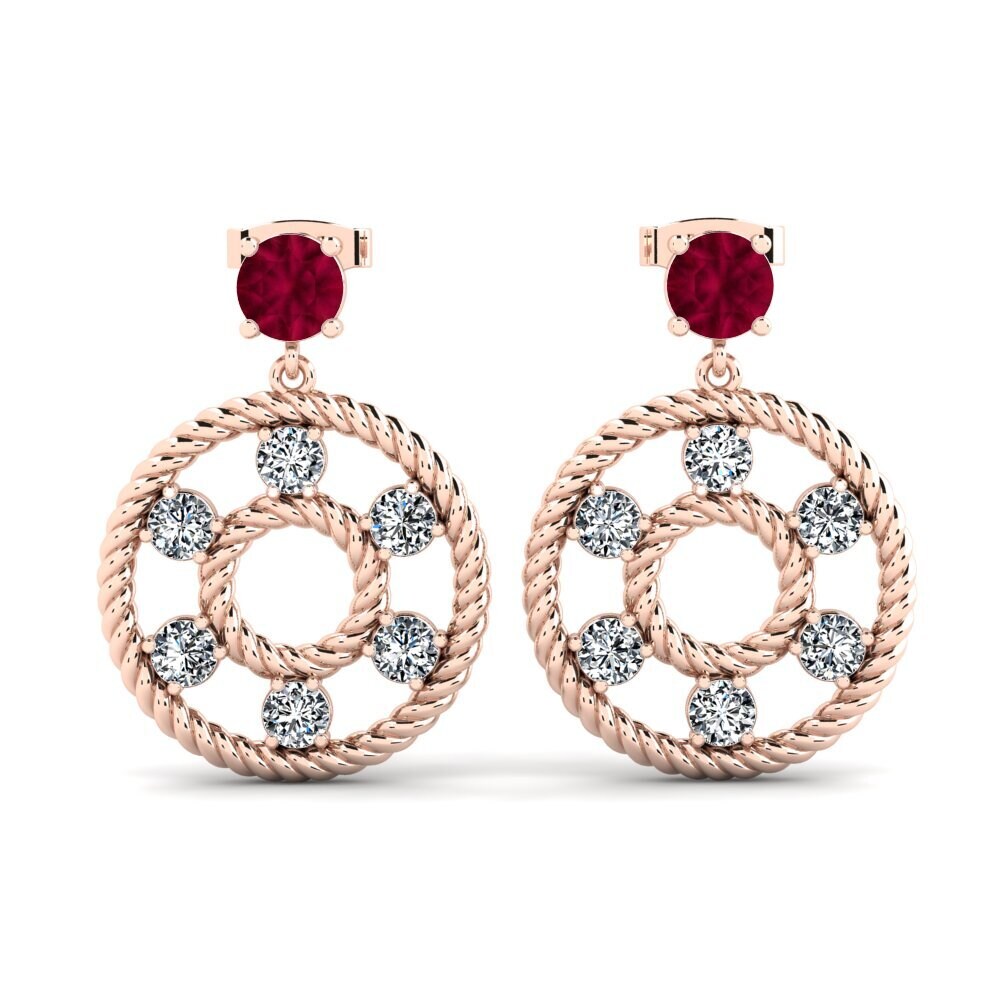 Buy Carat Round cut 9k Rose Gold Ruby Women's Earring Gobind