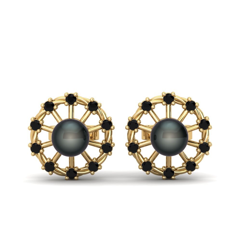 Gelbgold 375 Schwarzer Onyx Damen ohrring Kurland