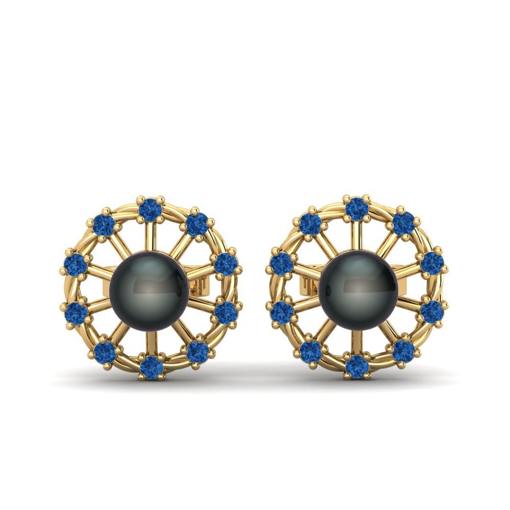 Gelbgold 375 Dunkelblauer Zirkonia Damen ohrring Kurland