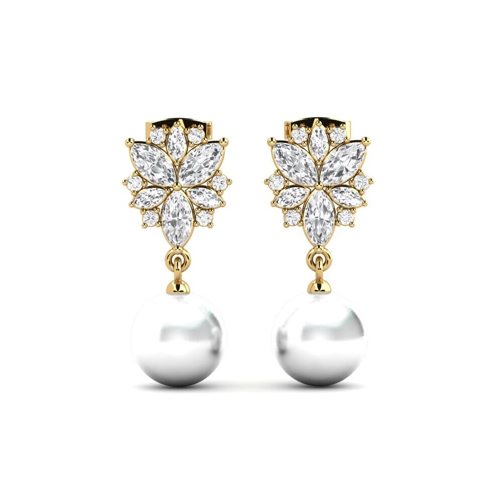 9ct Yellow Gold White sapphire Women's Earring Mobley
