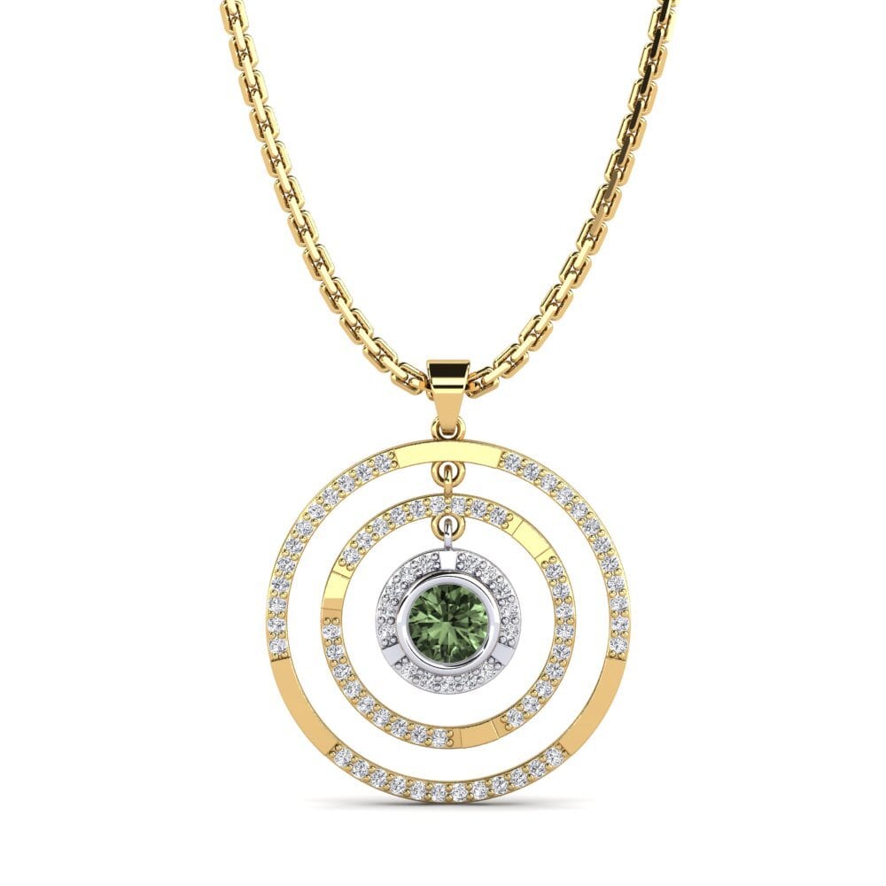 9k Oro Amarillo & Blanco Zafiro Verde Colgante de Mujer Boedeker