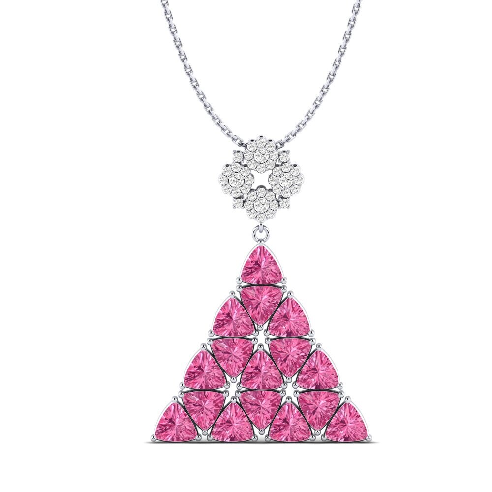 14k Oro Blanco Turmalina rosa Colgante de Mujer Bufkin