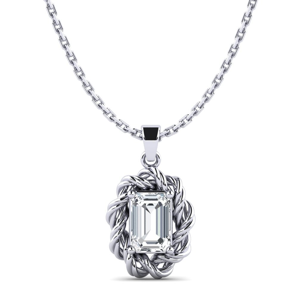 Platino 950 Circón Blanco Colgante de Mujer Burzaco