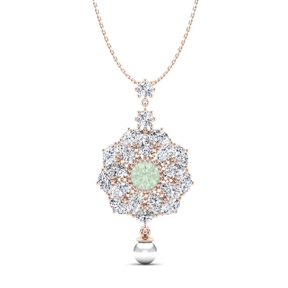 18ct Rose Gold Green Amethyst Women's Pendant Donnamaria