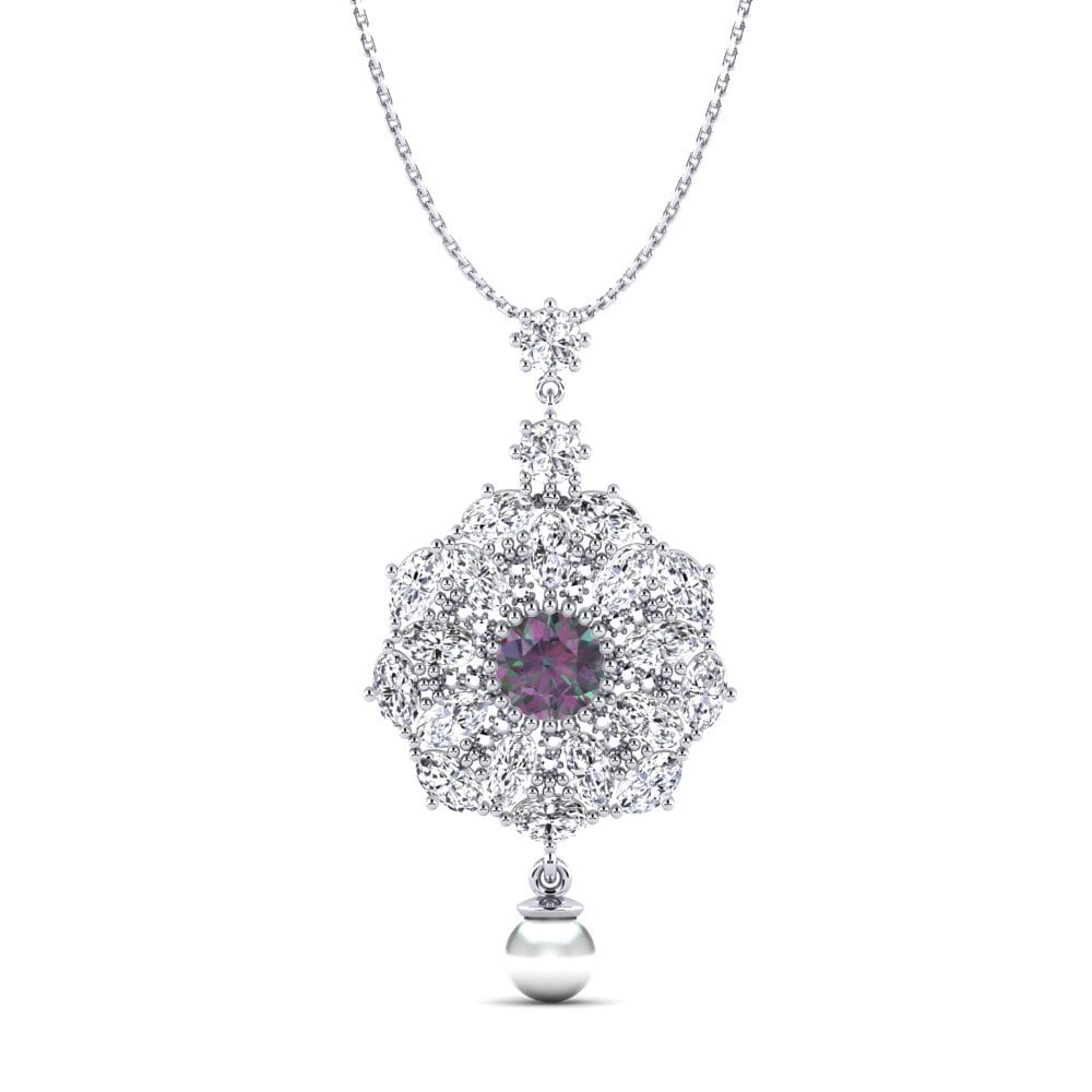 14ct White Gold Mystic Topaz Women's Pendant Donnamaria
